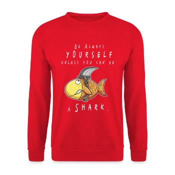 Sois toi-même Goldfish Hai I Fish Funshirt Comic - Sweat-shirt Unisexe - rouge - Devant - Alina (178cm) & Michal (187cm)