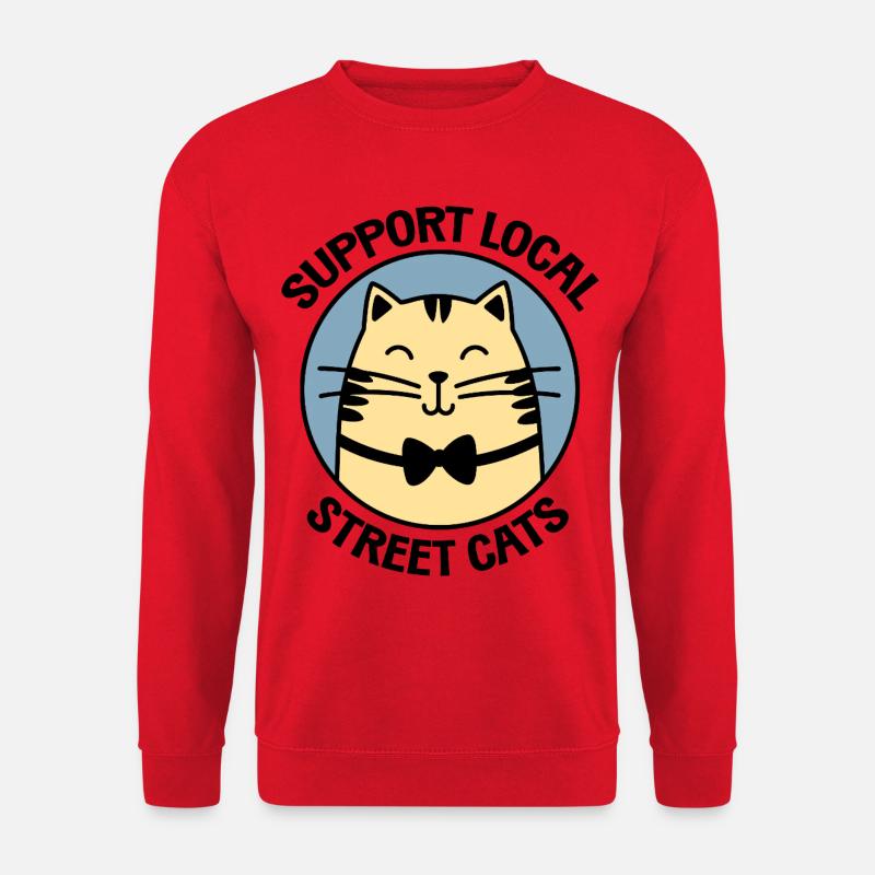 Chat noeud papillon chic - Chat de dessin animé élégant - Sweat-shirt Unisexe - rouge