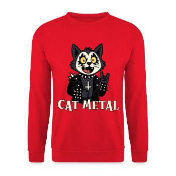 Chat gothique en métal - Sweat-shirt Unisexe - rouge - Devant - Alina (178cm) & Michal (187cm)