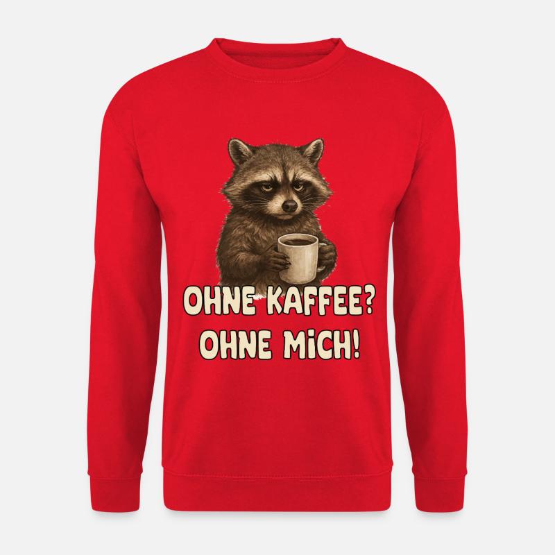 Kaffee Waschbär lustiger Spruch - Unisex Pullover - Rot