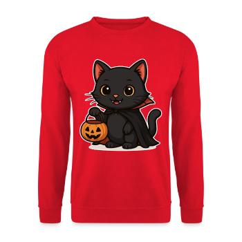 Kätzchen Halloween Kürbiszauber - Unisex Pullover - Rot - Vorne - Alina (178cm) & Michal (187cm)