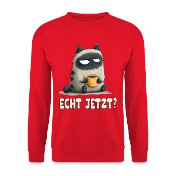 Grummelkatze mit Kaffee - Unisex Sweatshirt - red - Front - Alina (178cm) & Michal (187cm)