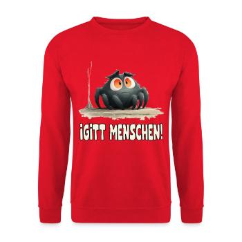 Funny yuck! Humans Spider - Unisex Sweatshirt - red - Front - Alina (178cm) & Michal (187cm)