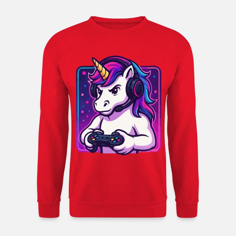 Neon Einhorn Gamer - Unisex Pullover - Rot