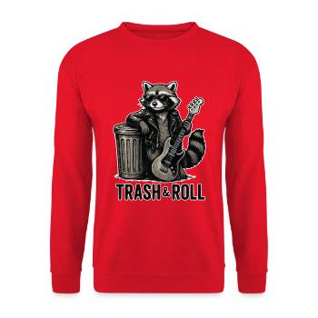 Trash & Roll Raccoon with Guitar - Unisex Sweatshirt - red - Front - Alina (178cm) & Michal (187cm)