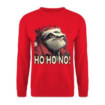 Ho Ho No Weihnachts Faultier - Unisex Pullover - Rot - Vorne - Alina (178cm) & Michal (187cm)