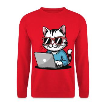 Cats_laptop - Unisex Pullover - Rot - Vorne - Alina (178cm) & Michal (187cm)