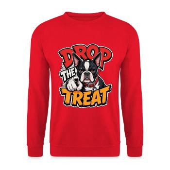 Boston Terrier - Unisex Pullover - Rot - Vorne - Alina (178cm) & Michal (187cm)
