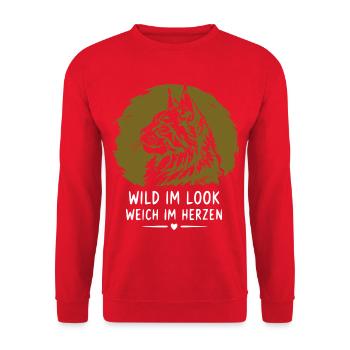 Wilder Blick – Herz aus Wärme - Unisex Pullover - Rot - Vorne - Alina (178cm) & Michal (187cm)