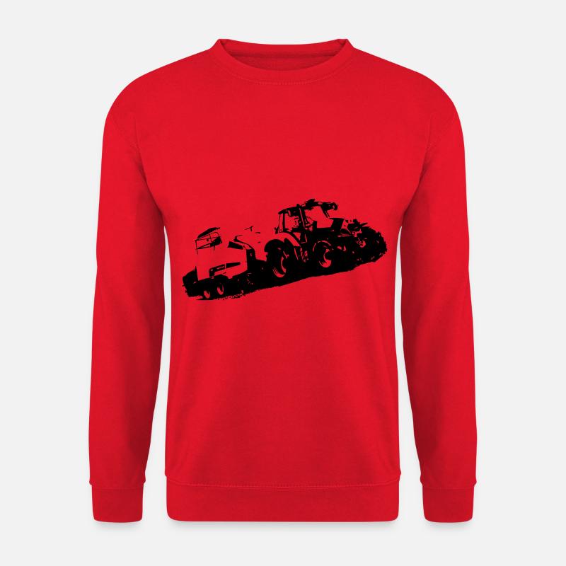 Deutz Traktor beim Strohpressen - Unisex Pullover - Rot