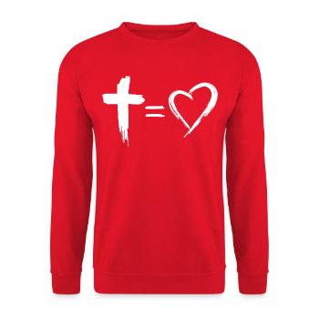 Cross is Equals to Love - Christian Brush Stroke - Unisex Sweatshirt - red - Front - Alina (178cm) & Michal (187cm)