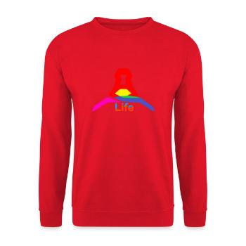 Life, Wiltsch, Durable, Effronté, Drôle, Cool - Sweat-shirt Unisexe - rouge - Devant - Alina (178cm) & Michal (187cm)