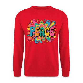 Peace 1960s psychedelic pop-art design - Unisex Pullover - Rot - Vorne - Alina (178cm) & Michal (187cm)