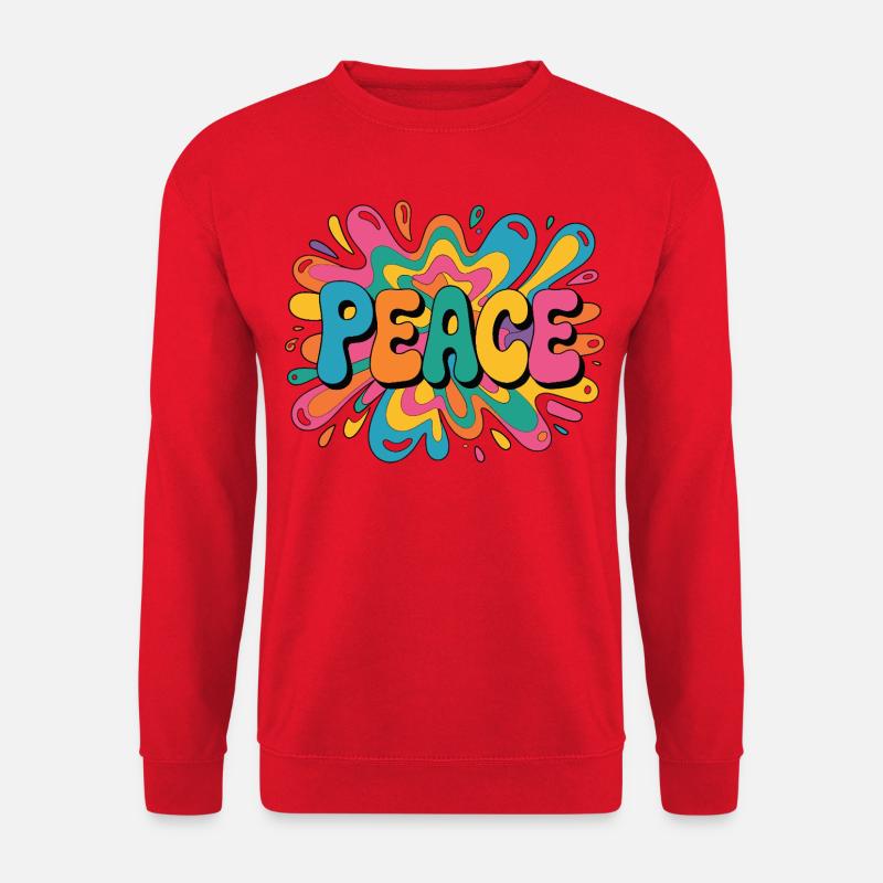 Peace 1960s psychedelic pop-art design - Unisex Pullover - Rot