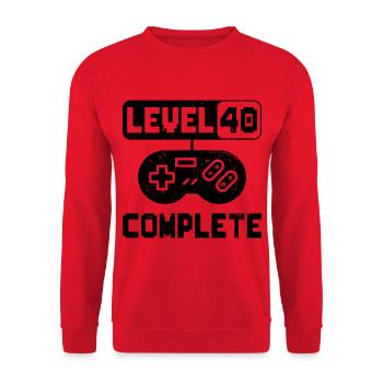 40e anniversaire niveau 40 Complete Retro cadeau - Sweat-shirt Unisexe - rouge - Devant - Alina (178cm) & Michal (187cm)