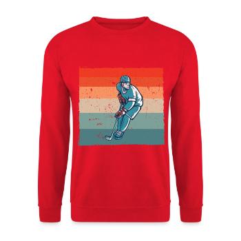 Rétro hockey joueur de hockey ice - Sweat-shirt Unisexe - rouge - Devant - Alina (178cm) & Michal (187cm)