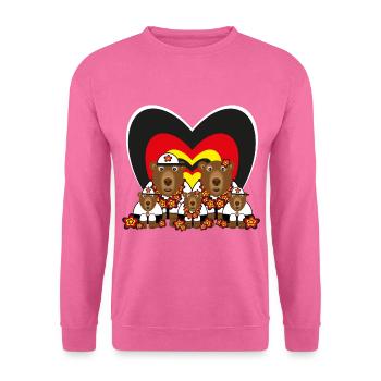 Bärenfamilie mit Deutschlandfahnen Herz. - Unisex Pullover - Pink - Vorne