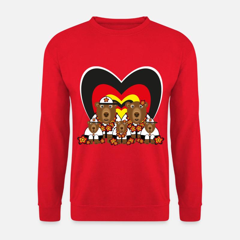 Bärenfamilie mit Deutschlandfahnen Herz. - Unisex Pullover - Rot
