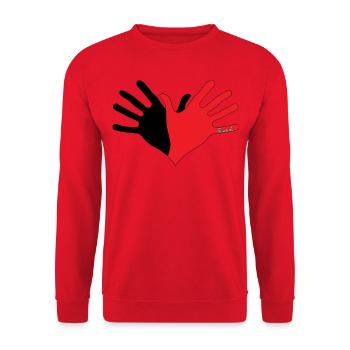 Duart Symbol Shqipe Zemra - Unisex Sweatshirt - red - Front - Alina (178cm) & Michal (187cm)