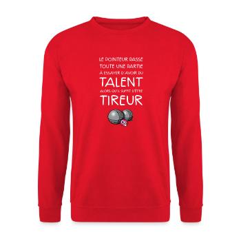 boules pétanque tireur dicton - Sweat-shirt Unisexe - rouge - Devant - Alina (178cm) & Michal (187cm)