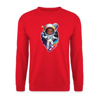 Cute Astronaut Child Cartoon Design - Unisex Sweatshirt - red - Front - Alina (178cm) & Michal (187cm)