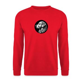 Tête de Golden Retriever Noir Blanc - Sweat-shirt Unisexe - rouge - Devant - Alina (178cm) & Michal (187cm)