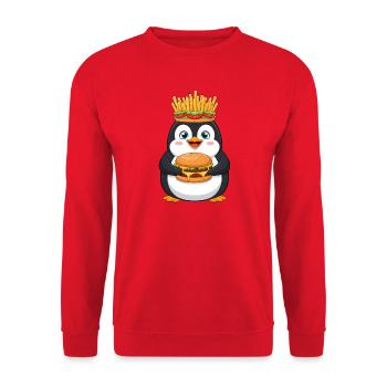 Mignon pingouin dessin animé Restauration rapide Fantaisiste Drôle - Sweat-shirt Unisexe - rouge - Devant - Alina (178cm) & Michal (187cm)