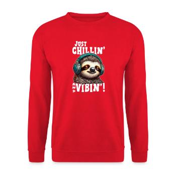 Sloth Chill Vibin graphic - Sweat-shirt Unisexe - rouge - Devant - Alina (178cm) & Michal (187cm)