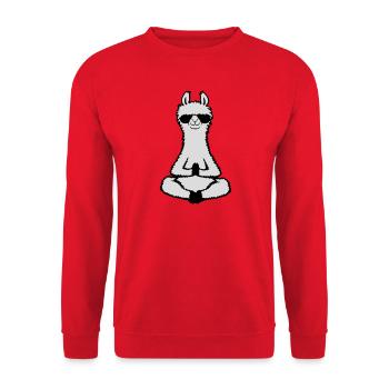 Lama Cool Zen Meditation Sonnenbrille Entspannt - Unisex Pullover - Rot - Vorne - Alina (178cm) & Michal (187cm)