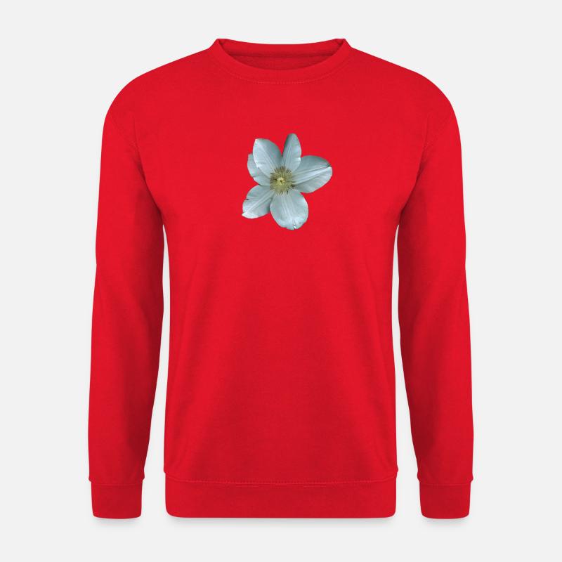 Weiße Clematis-Blüte - Unisex Pullover - Rot