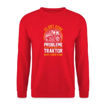Trecker Landwirt Bauer Traktorfahrer Traktor - Unisex Pullover - Rot - Vorne - Alina (178cm) & Michal (187cm)