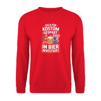 Carnival Money Saved for Costume Beer Booze Party - Unisex Sweatshirt - red - Front - Alina (178cm) & Michal (187cm)