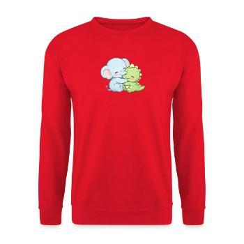 Best Friends Forever – Cute Elephant & Dino - Unisex Sweatshirt - red - Front - Alina (178cm) & Michal (187cm)