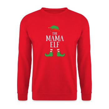 Mama Elf Weihnachtsfreude - Unisex Pullover - Rot - Vorne - Alina (178cm) & Michal (187cm)