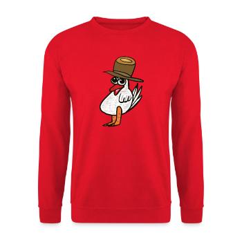 Huhn Hahn Hühner Kinder Kind - Unisex Pullover - Rot - Vorne - Alina (178cm) & Michal (187cm)