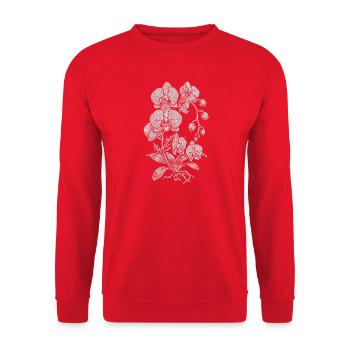 Orchid Linework Silk Floral - Unisex Sweatshirt - red - Front - Alina (178cm) & Michal (187cm)