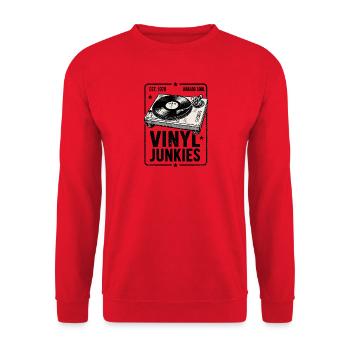 Vinyl Junkies Analog Soul - Unisex Sweatshirt - red - Front - Alina (178cm) & Michal (187cm)