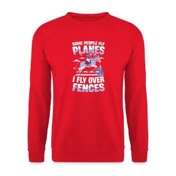  Einzigartige Reitsport Leidenschaft: Ich Fliege - Unisex Pullover - Rot - Vorne - Alina (178cm) & Michal (187cm)