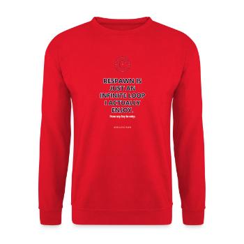 An Infinite Loop I Enjoy · helle Kleidung - Unisex Pullover - Rot - Vorne - Alina (178cm) & Michal (187cm)