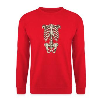 Skelett Torso – Rippen und Becken zu Halloween - Unisex Pullover - Rot - Vorne - Alina (178cm) & Michal (187cm)