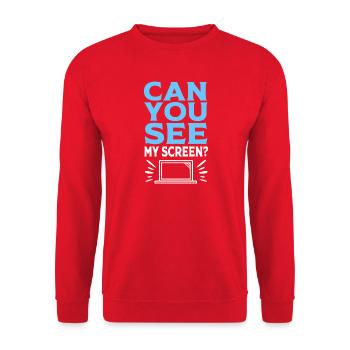 Remote Homeoffice - Unisex Pullover - Rot - Vorne - Alina (178cm) & Michal (187cm)