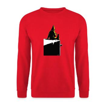 Coffeenaut auf der Spitze - Unisex Pullover - Rot - Vorne - Alina (178cm) & Michal (187cm)