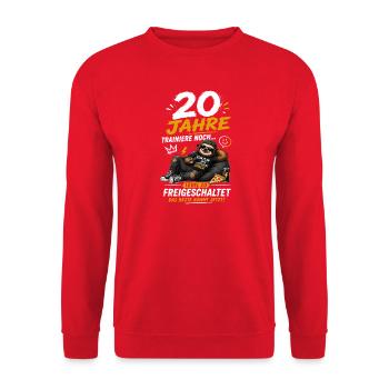 20 Geburtstag Level 20 Geschenk Lustiger Spruch - Unisex Pullover - Rot - Vorne - Alina (178cm) & Michal (187cm)