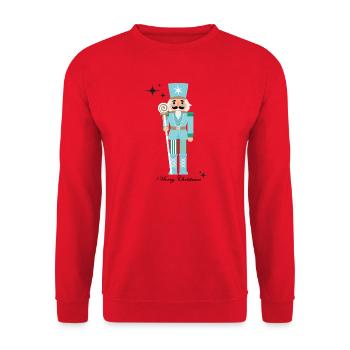 Weihnachts-Nussknacker türkis mit Zuckerstange - Unisex Pullover - Rot - Vorne - Alina (178cm) & Michal (187cm)