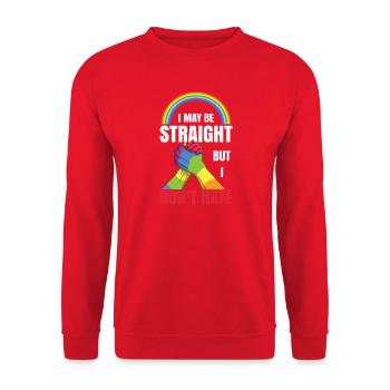 LGBTQ Ally Regenbogen Liebe Queer Trans - Unisex Pullover - Rot - Vorne - Alina (178cm) & Michal (187cm)