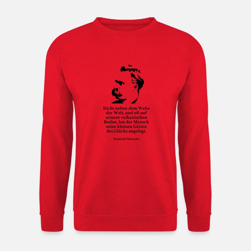 Nietzsche: Dicht neben dem Wehe der Welt, und oft - Unisex Pullover - Rot