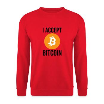 Ich akzeptiere Bitcoin - Unisex Pullover - Rot - Vorne - Alina (178cm) & Michal (187cm)