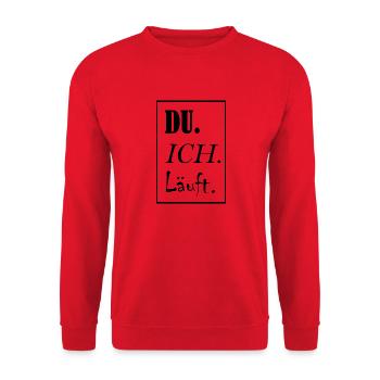 Du. Ich. Läuft. - Unisex Pullover - Rot - Vorne - Alina (178cm) & Michal (187cm)