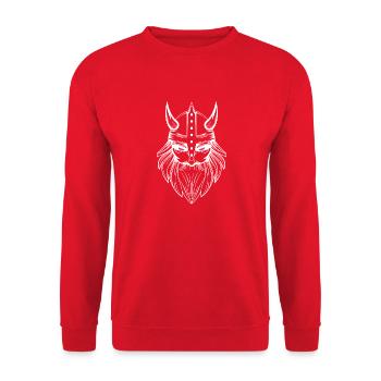 Viking skull with helmet and beard Nordmann Wild - Unisex Sweatshirt - red - Front - Alina (178cm) & Michal (187cm)