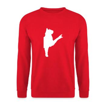 Cat Heavy Metal Horns Hand Gesture Music Pet - Unisex Sweatshirt - red - Front - Alina (178cm) & Michal (187cm)